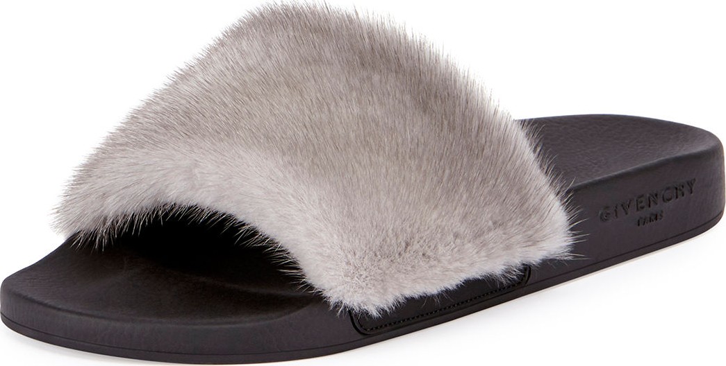 Givenchy Mink Fur Slide Sandals