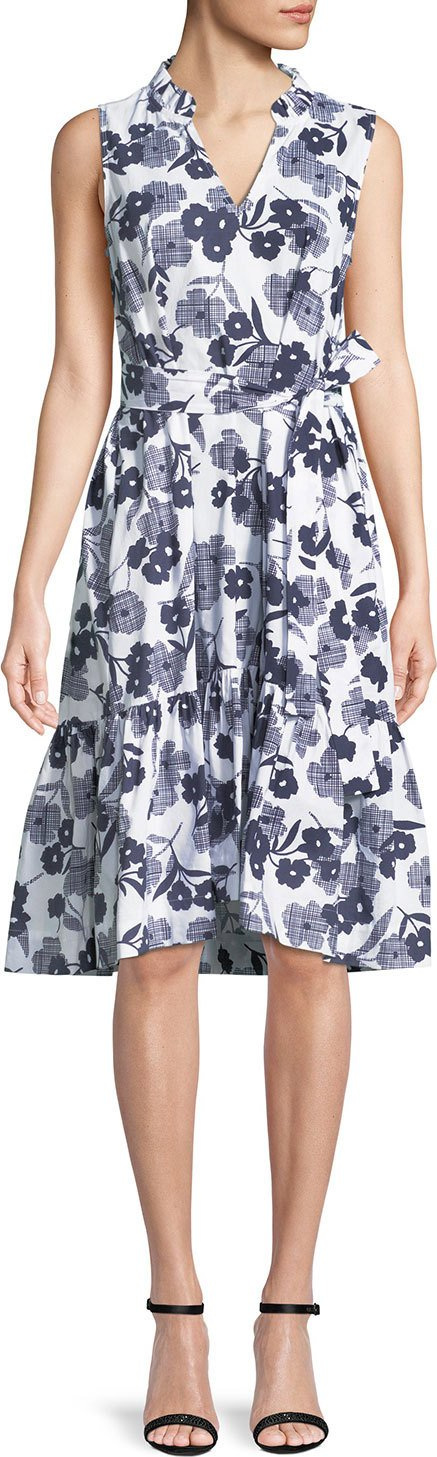 Kate Spade New York shadows poplin sleeveless floral-print midi dress