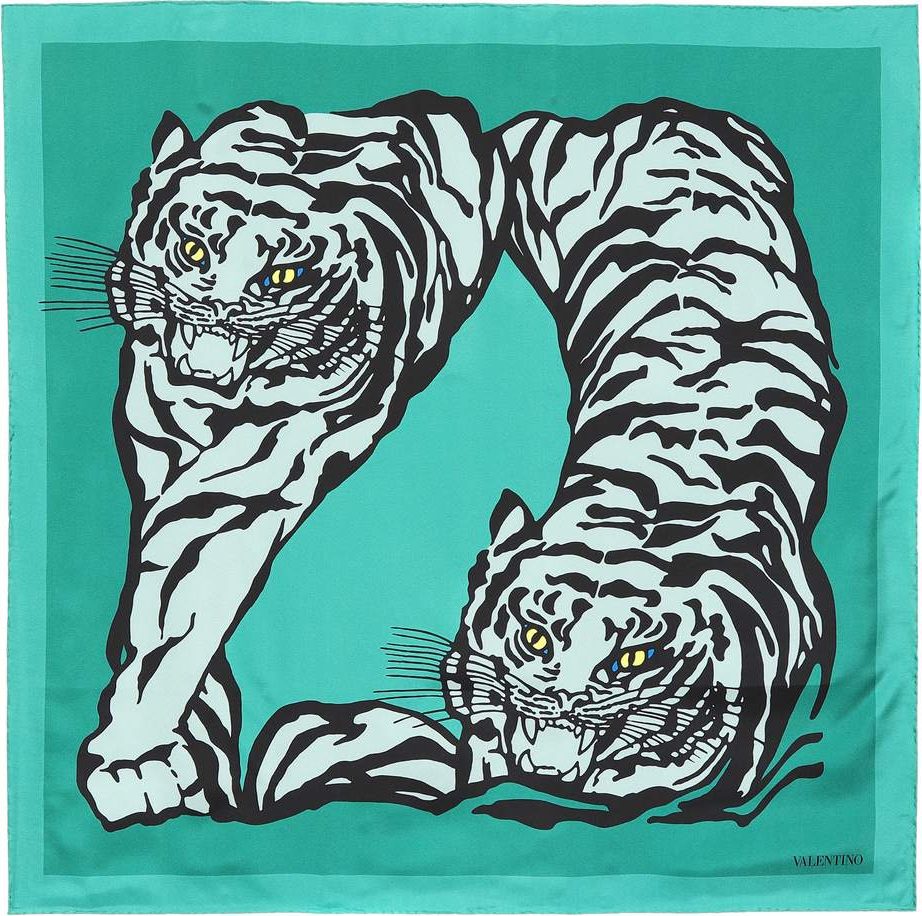 Valentino Tiger print silk scarf