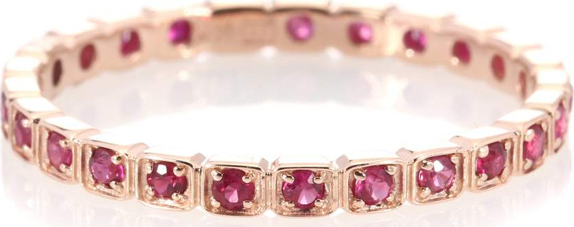 Anna Sheffield Wheat Eternity 14kt rose gold ring with rubies