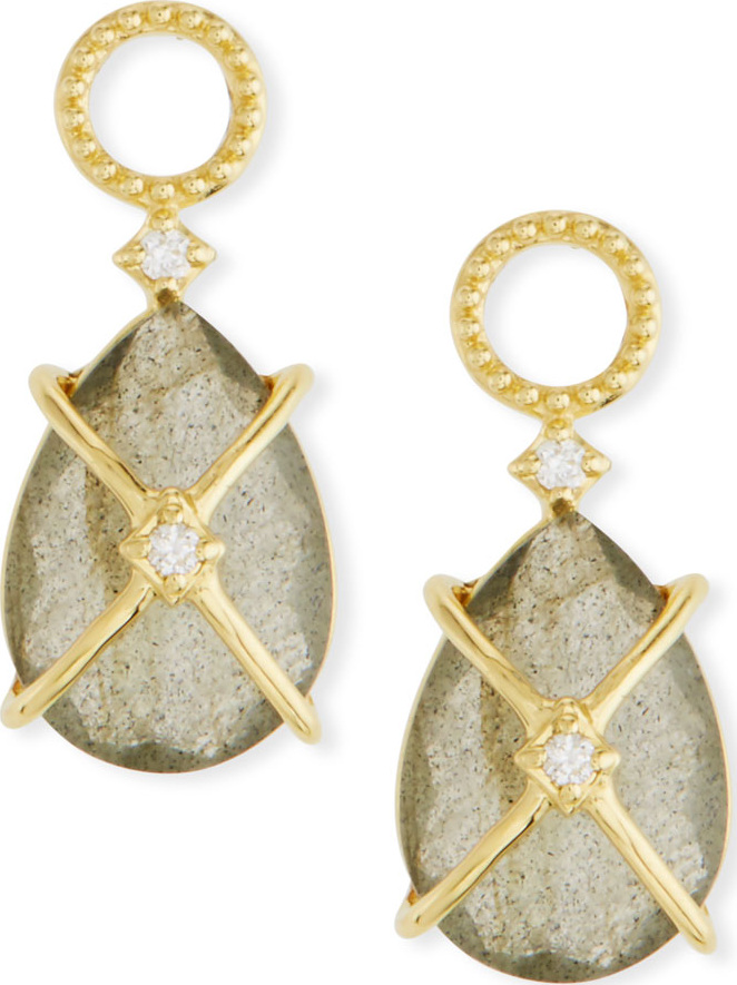 Jude Frances 18k Gold Lisse Crisscross Labradorite Pear Earring Charms