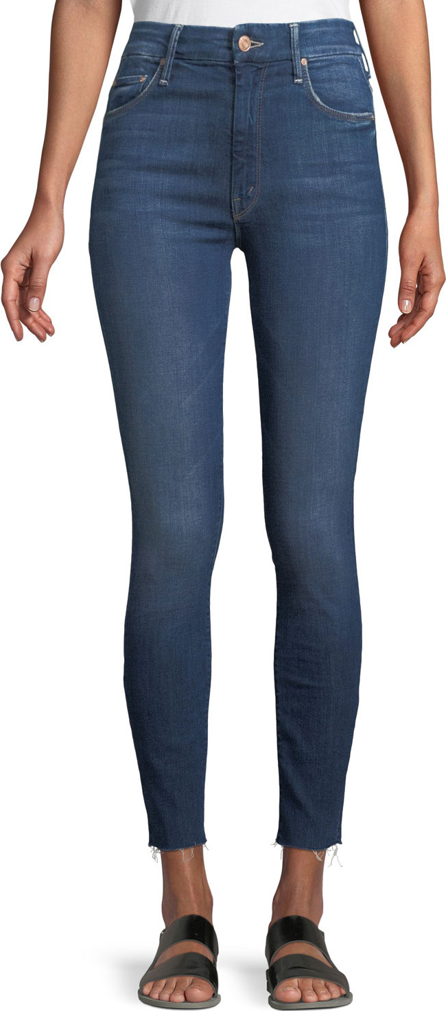 MOTHER Looker High-Waist Frayed Ankle Skinny Jeans