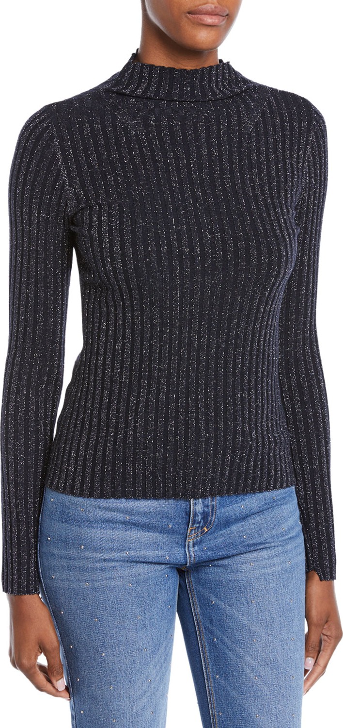 A.L.C. Lamont Ribbed Metallic Turtleneck Sweater