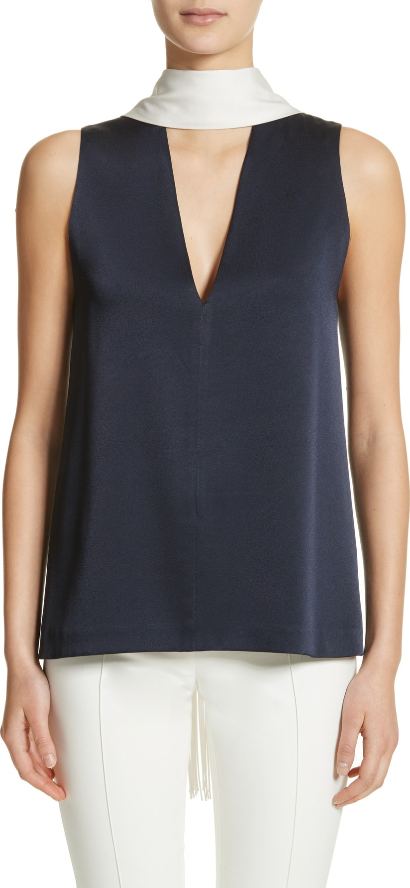 Galvan Scarf Detail Satin Back Crepe Top