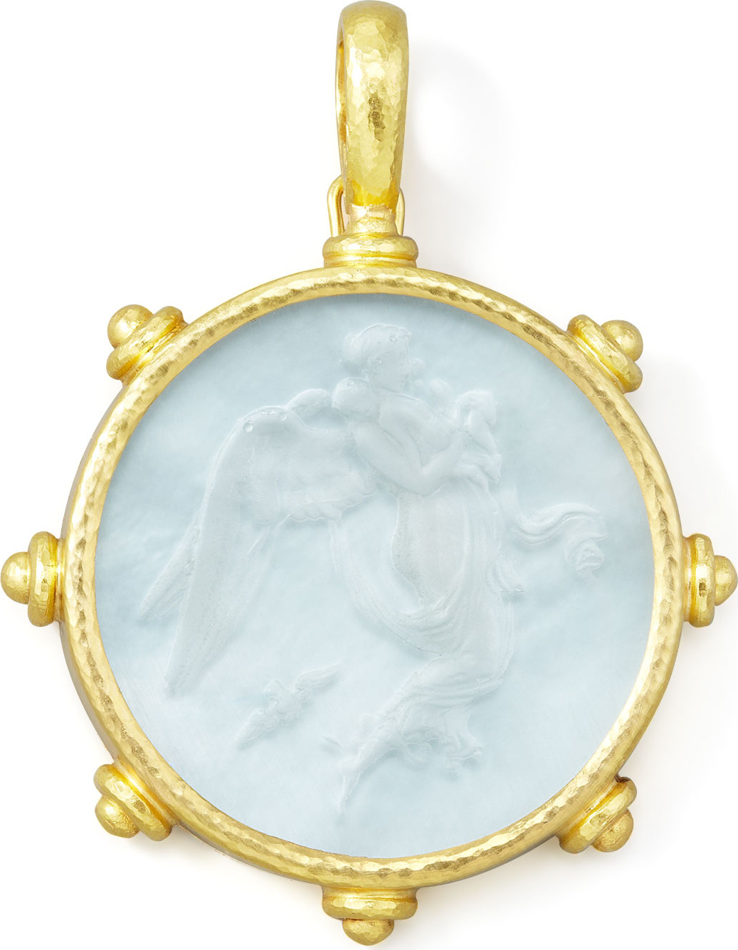 Elizabeth Locke Angel Glass Intaglio 19k Gold Pendant