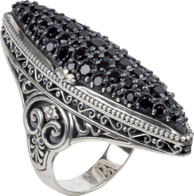 Konstantino Black Spinel Pave Marquise Ring