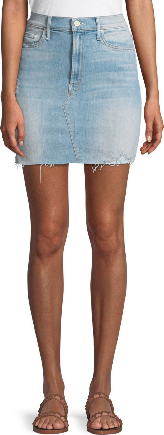 MOTHER Sacred Frayed Denim Mini Skirt
