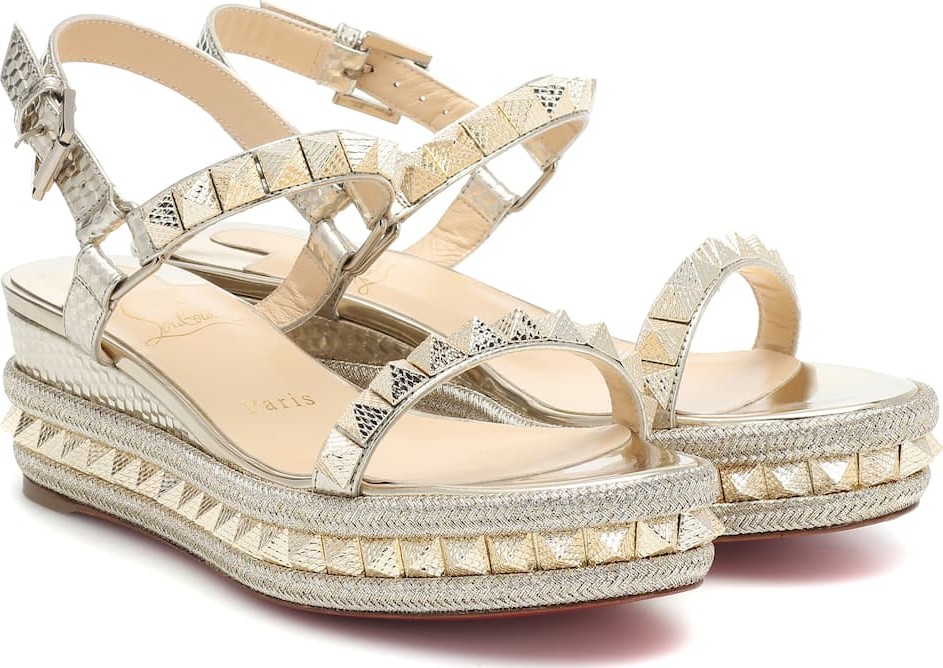 Christian Louboutin Pyraclou 60 metallic leather sandals