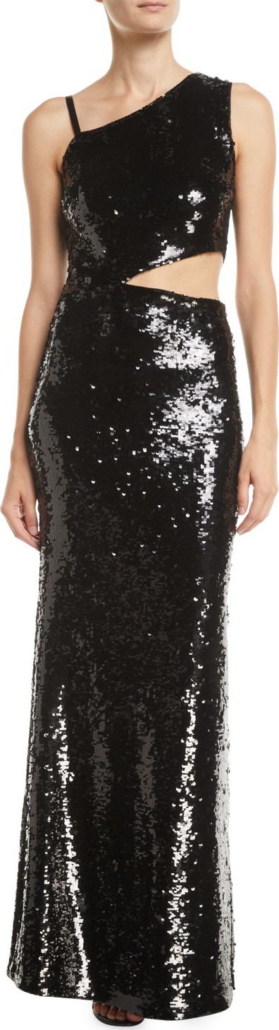 Alice + Olivia Kaitlyn Asymmetrical Cutout Gown