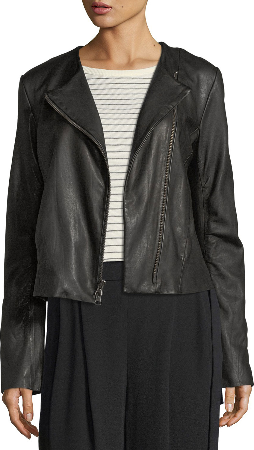 Vince Zip-Front Lamb Leather Jacket