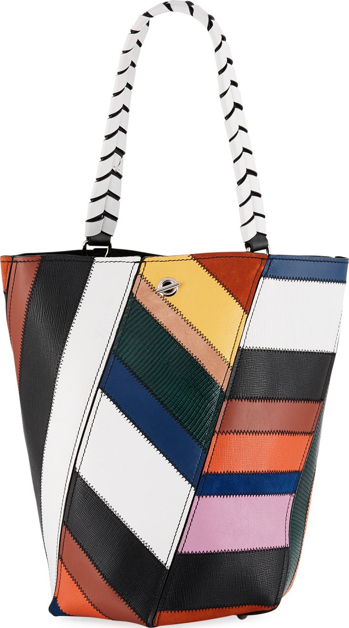 Proenza Schouler Hex Medium Colorful Patchwork Leather Bucket Bag