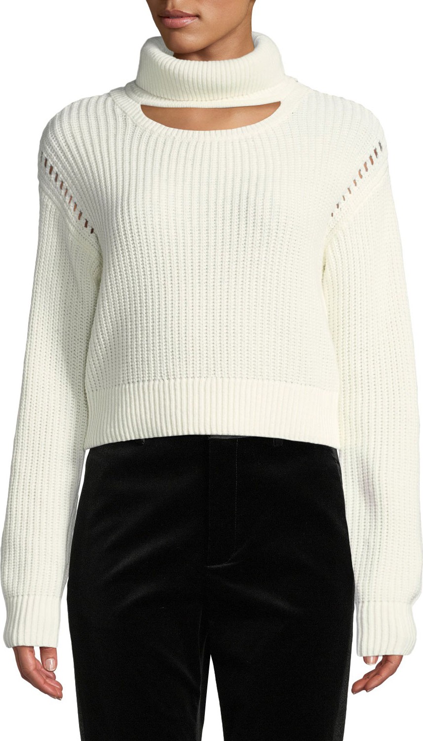 KENDALL + KYLIE Cutout Turtleneck Cropped Sweater