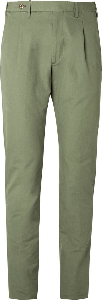 Zanella Slim-Fit Pleated Washed-Cotton Trousers
