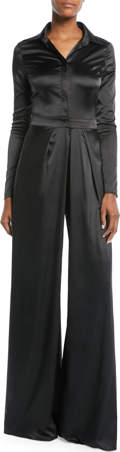 Alexis Burnette Split-Leg Long-Sleeve Jumpsuit