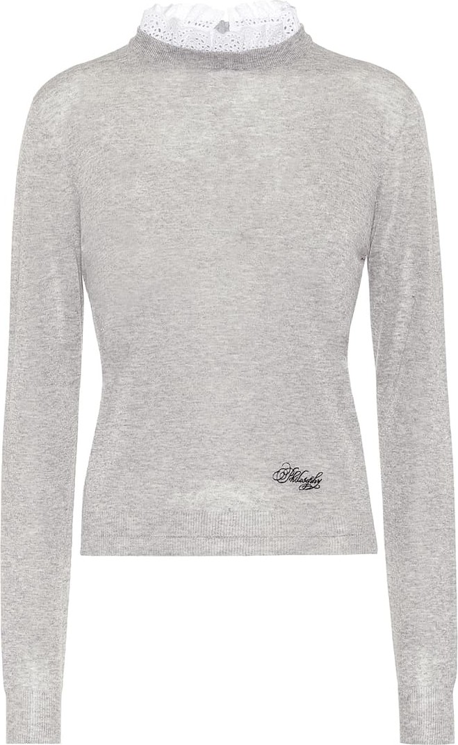 Philosophy Di Lorenzo Serafini Lace-trimmed cotton sweater