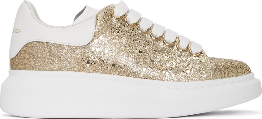 Alexander McQueen Gold Glitter Oversized Sneakers