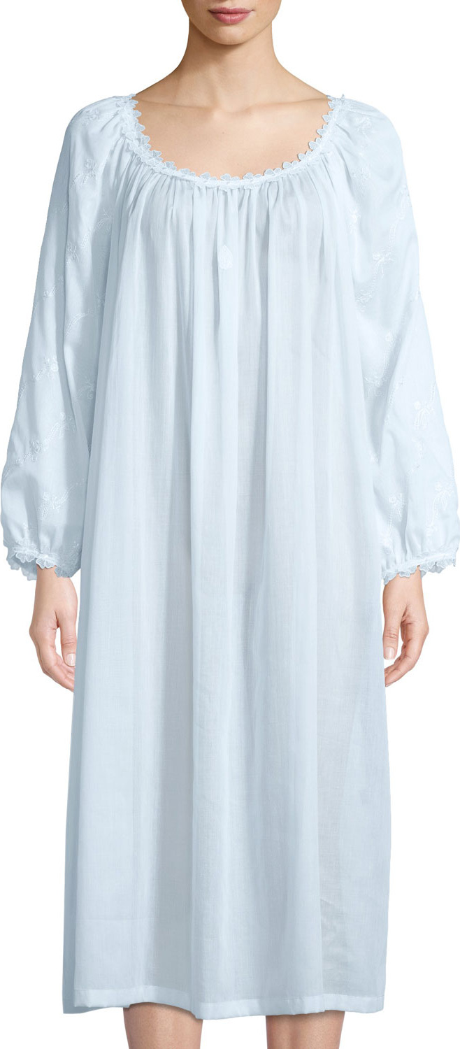 Celestine Fleur Scalloped-Trim Nightgown