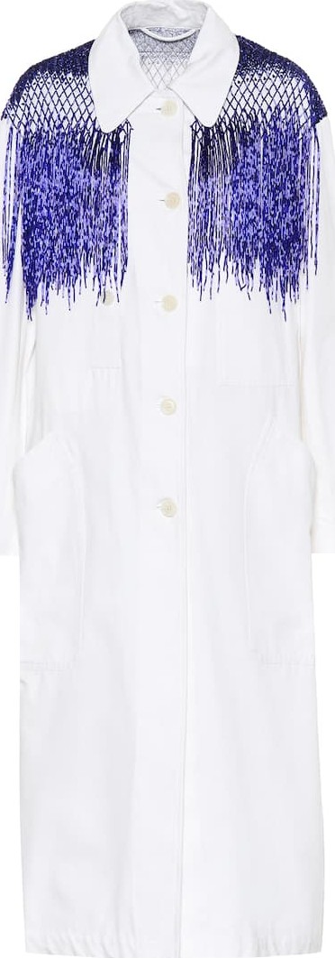Dries Van Noten Beaded cotton trench coat