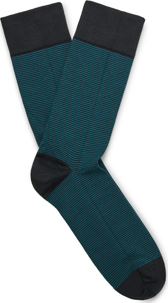 John Smedley Hera Striped Sea Island Cotton-Blend Socks
