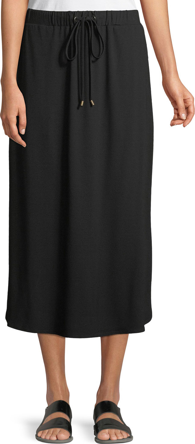 Eileen Fisher Viscose Jersey Drawstring Midi Skirt