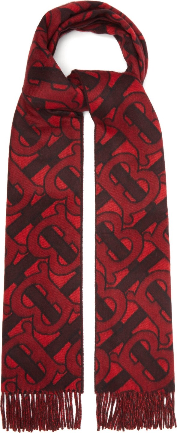 Burberry London England TB Monogram-jacquard cashmere scarf