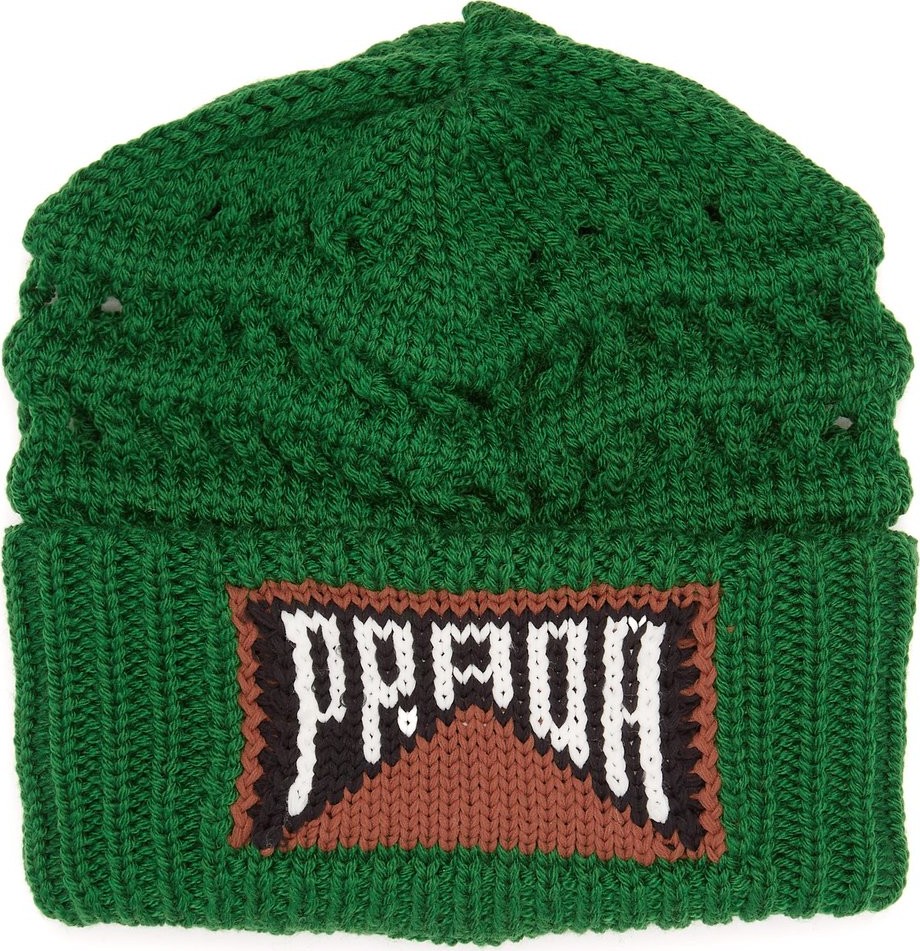 Prada Logo knitted wool beanie hat