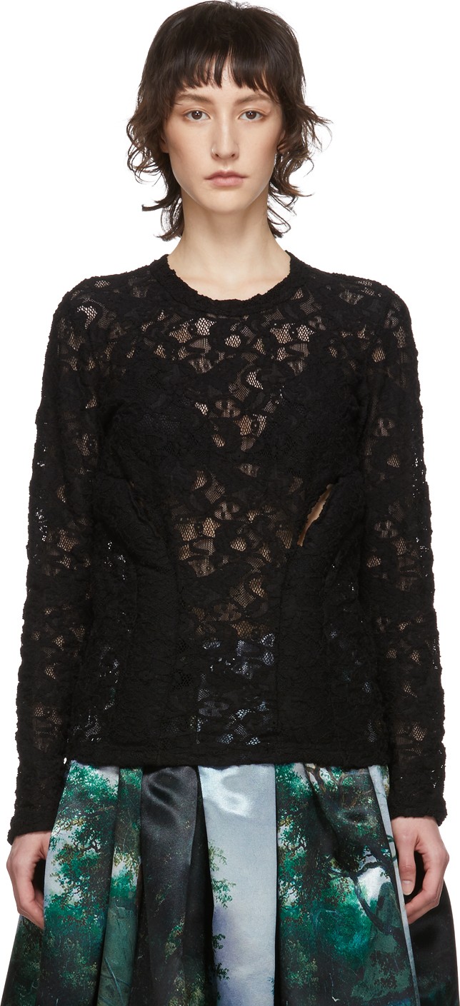 Comme Des Garcons Black Padded Lace Blouse