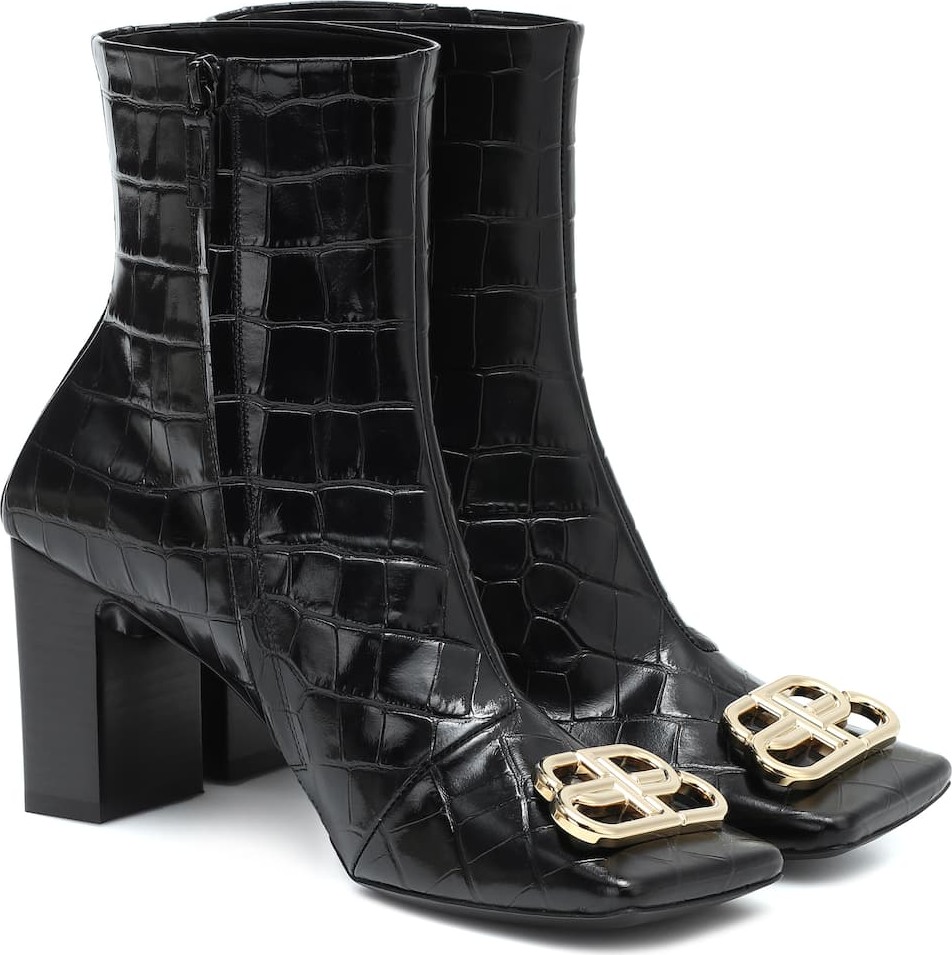 Balenciaga BB Double Square leather ankle boots