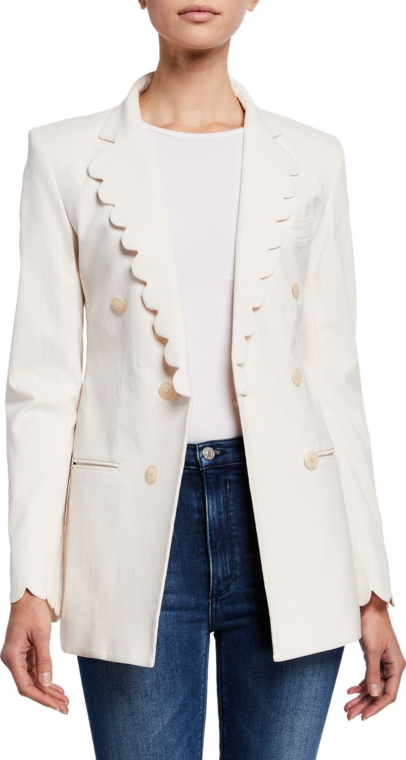 Rebecca Taylor Button-Front Scallop Blazer