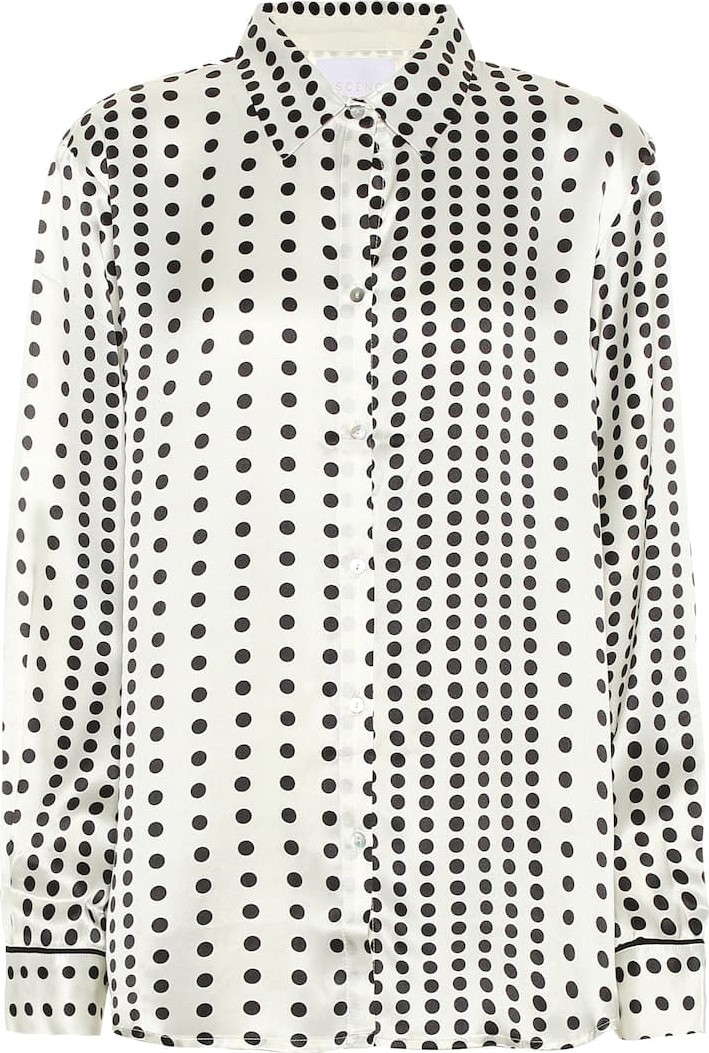 Asceno Polka-dot silk pajama shirt