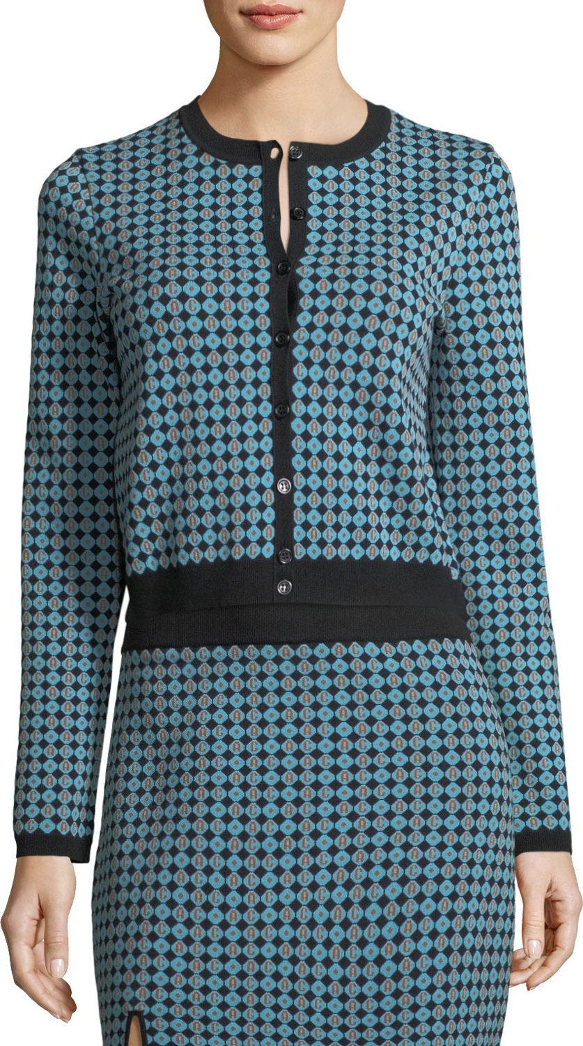 Alexa Chung Monogram Jacquard Button-Front Cardigan