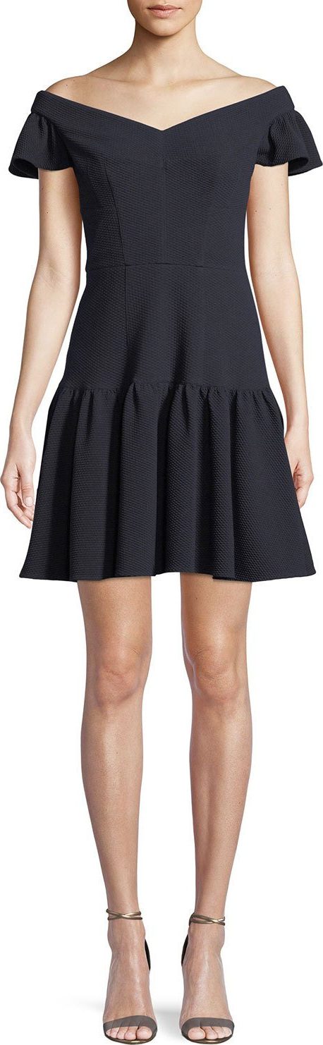 Rebecca Taylor Textured Off-the-Shoulder Mini Dress