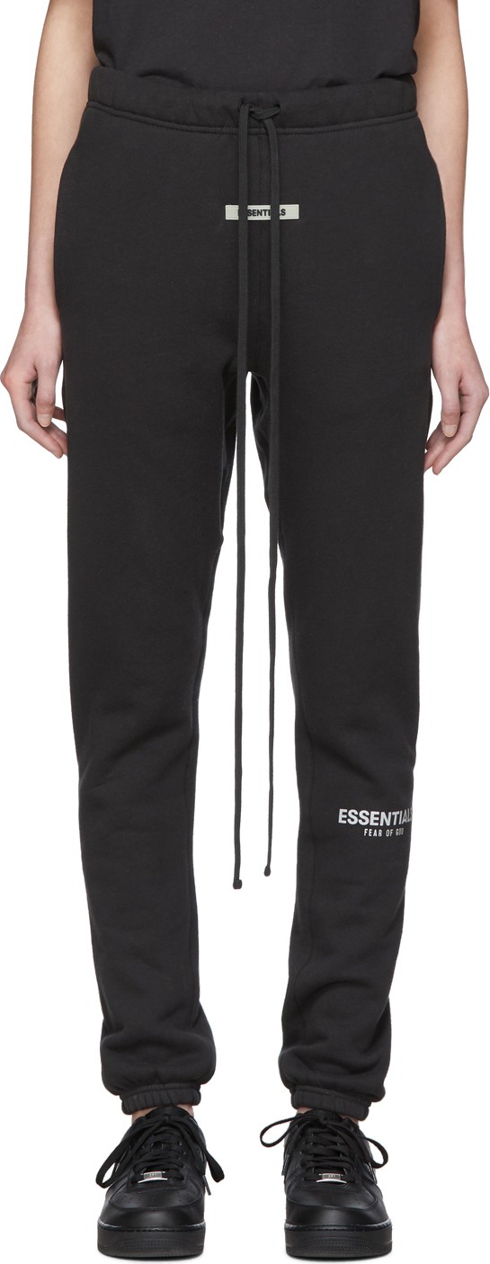 Essentials Black Fleece Reflective Lounge Pants