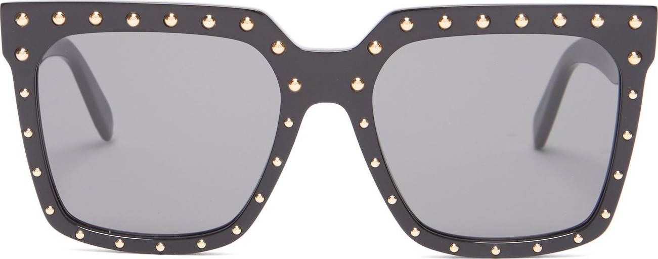 Celine Stud-embellished square-frame acetate sunglasses
