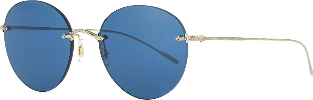 Oliver Peoples Oval Rimless Metal Engraved Sunglasses
