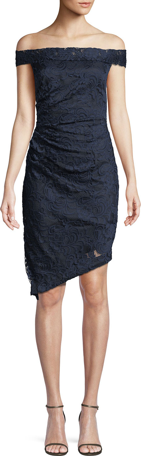 MILLY Ally Off-the-Shoulder Stretch Lace Dress