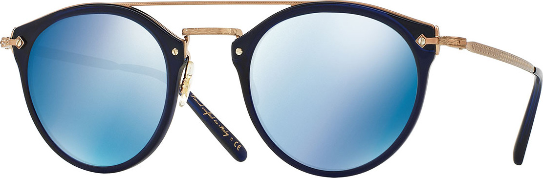 Oliver Peoples Remick Mirrored Brow-Bar Sunglasses, Blue