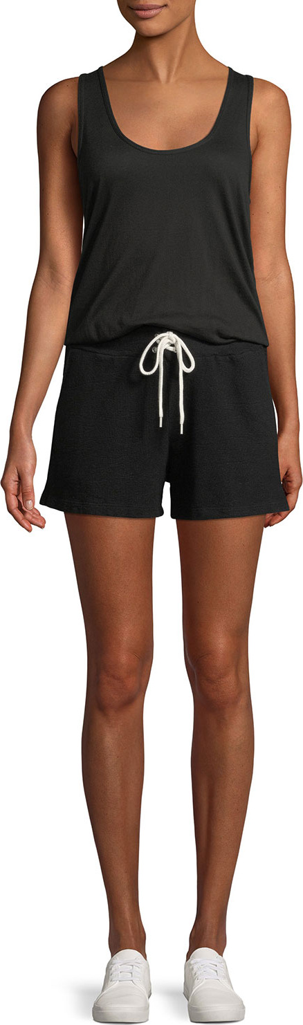 MONROW Scoop-Neck Drawstring Tank Romper