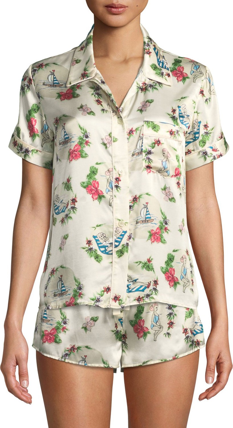 Morgan Lane Lanie Tami Tropical Silk Pajama Top