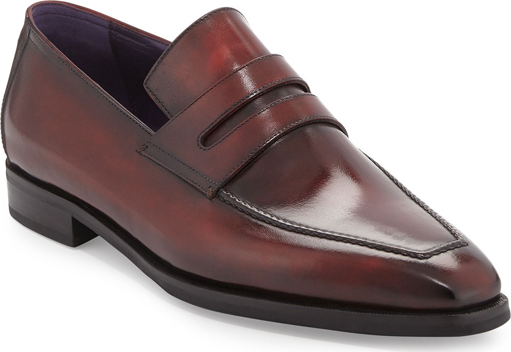 Berluti Andy Burnished Leather Loafer, Red