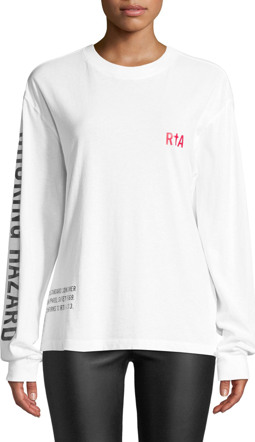 RtA Cruz "Not a Toy" Long-Sleeve Cotton Logo Tee