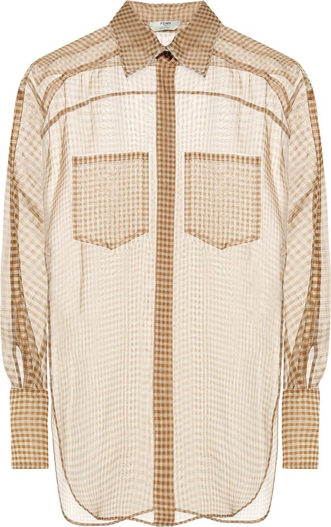 Fendi Checked silk-organza shirt