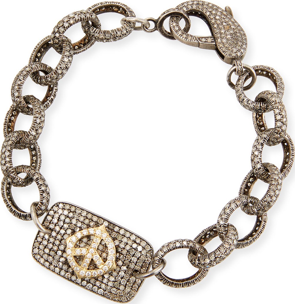 Loree Rodkin Diamond Pave Peace Sign Bracelet