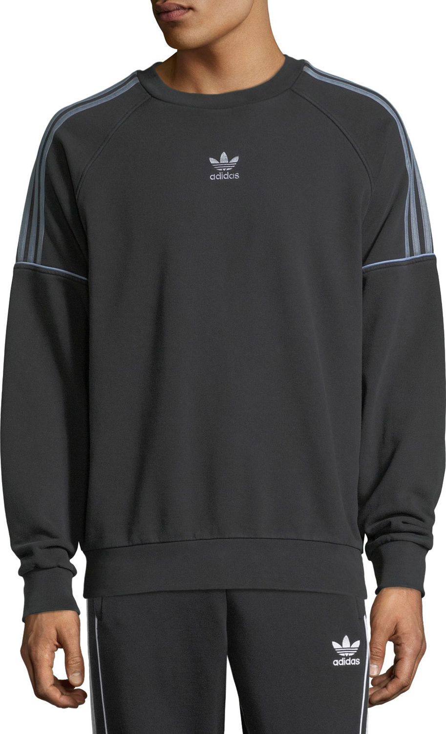 Adidas Piped-Trim Crewneck Sweatshirt