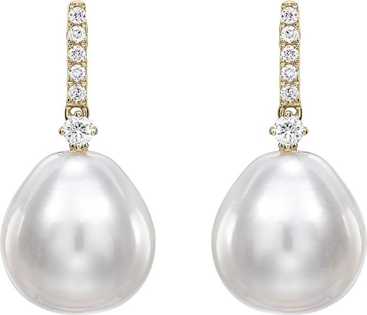 Kiki McDonough Bridal 18k Gold, Diamond & Pearl Drop Earrings