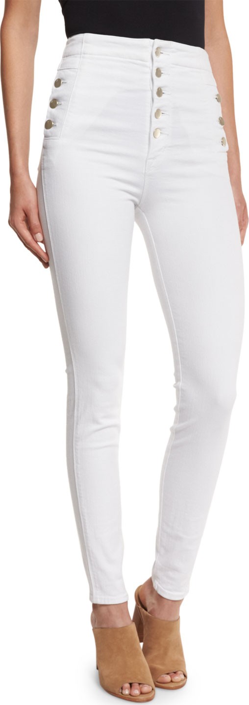 J BRAND Natasha High-Waist Skinny Jeans  White