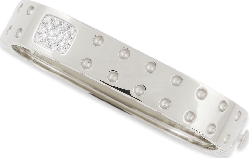 Roberto Coin Pois Moi Two-Row Diamond Bangle, White Gold