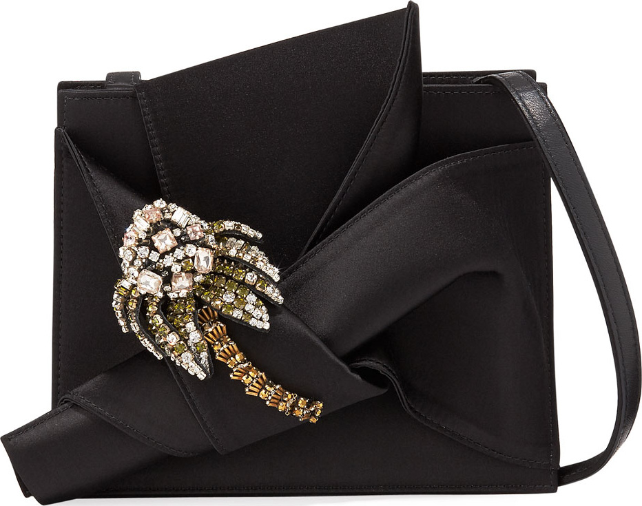 Nº21 Jeweled Satin Bow Shoulder Bag