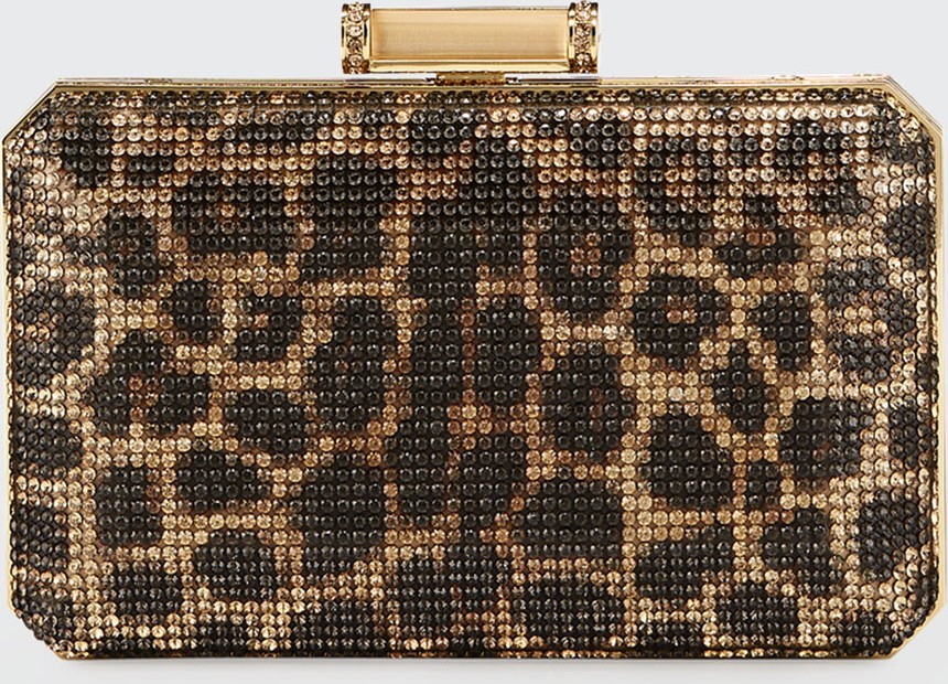 Judith Leiber Soho Leopard Crystal Clutch Bag