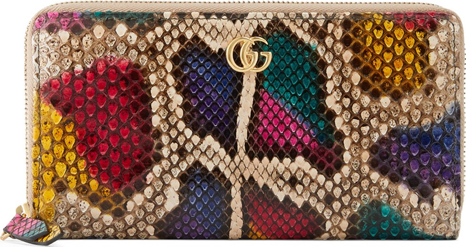 Gucci Petite Marmont Python Zip-Around Wallet